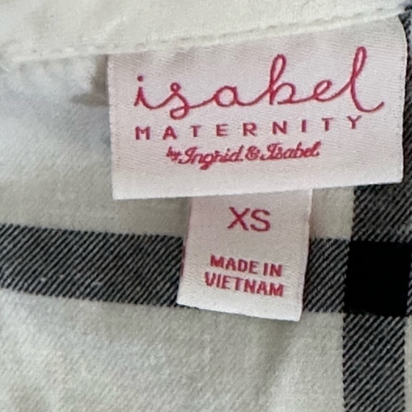 Isabel sz XS maternity top in white and black plaid incudes tie belt - Picture 13 of 13